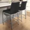 Amisco Perry Plus 26 in. Counter Stool - Charcoal Black & Brown Faux Leather/Glossy Grey Metal view 2