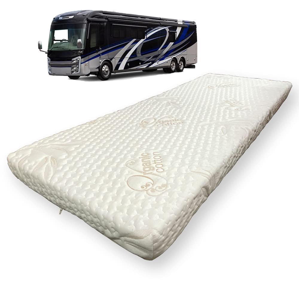 Foamma 4" x 30" x 75" Memory Foam Mattress for RV with Water Resistant Organic Cotton Cover, Firm High Density Foam Base, USA Made, CertiPUR-US Certified Foam