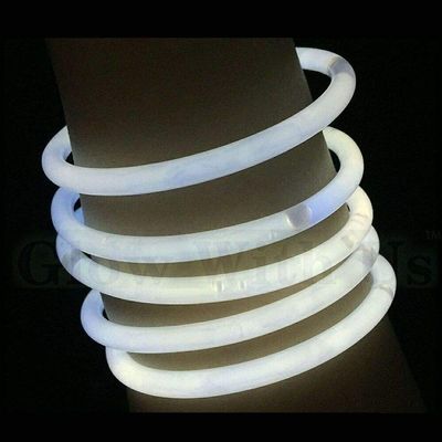 Glow With Us Brand Glow Sticks Bracelets Bulk Wholesale, 1000 8 White Glow Bracelets, Bright Color, Glow 8-12 Hrs, Connectors Included, Glow Party Favor Supplies, Sturdy Packaging, Great Fun.