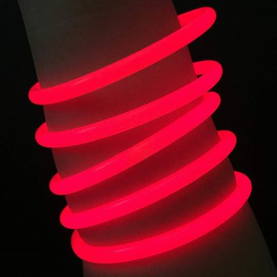 Glow With Us Brand Glow Sticks Bracelets Bulk Wholesale, 1000 8 Red Glow Bracelets, Bright Color, Glow 8-12 Hrs, Connectors Included, Glow Party Favor Supplies, Sturdy Packaging, Great Fun.