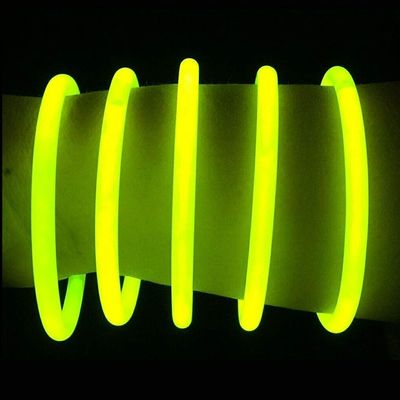 Glow With Us Brand Glow Sticks Bracelets Bulk Wholesale, 1000 8 Yellow Glow Bracelets, Bright Color, Glow 8-12 Hrs, Connectors Included, Glow Party Favor Supplies, Sturdy Packaging, Great Fun.
