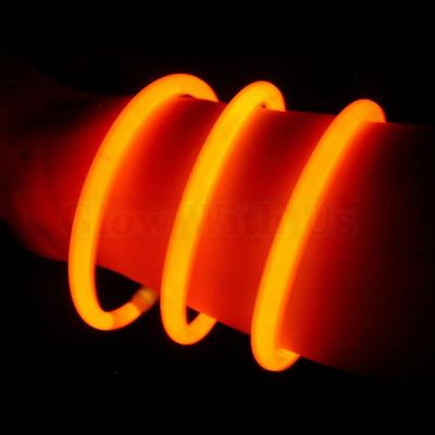 Glow With Us Brand Glow Sticks Bracelets Bulk Wholesale, 1000 8 Orange Glow Bracelets, Bright Color, Glow 8-12 Hrs, Connectors Included, Glow Party Favor Supplies, Sturdy Packaging, Great Fun.