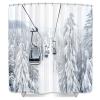 DYNH Winter Skiing Shower Curtain, Cable Ski Lift in Snow Mountain Bathtub Curtain,Polyester Fabric Upgrade Christmas Holidays Curtains for Bathroom Decor with 10PCS Hooks,60X70 in view 2