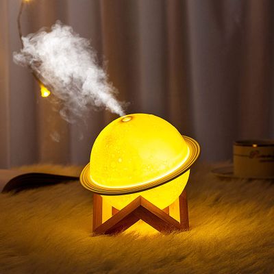 Humidifier, air humidifier, Small Silent Large Fog humidifier for Bedroom, Cold Fog humidifier with Luminous, Portable Planetary Design, Durable and Light