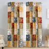 Cozy Line Home Fashions Ryleigh Country Garden Fall Flowers Paisley Plaid Patchwork Window Curtains with Tie Backs Set, 84" x 52", 2 Panels view 1