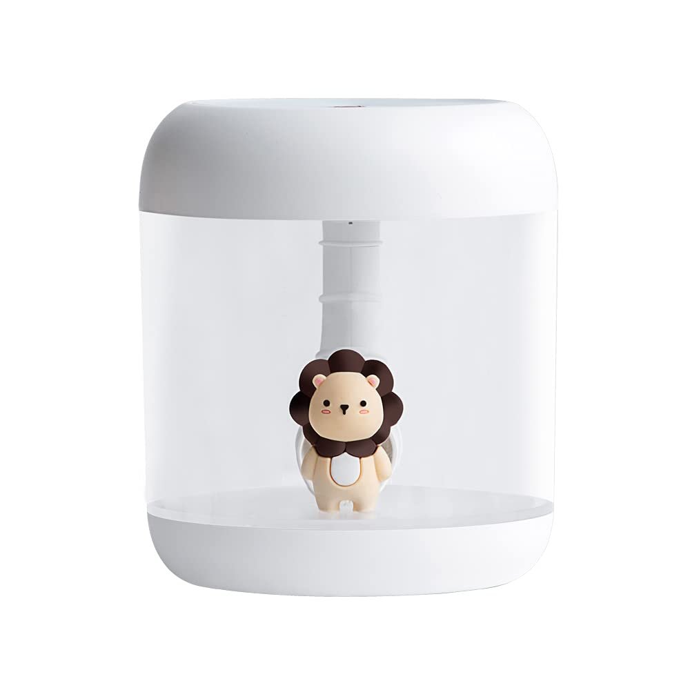Portable Mini Astronaut/Lion Humidifier, 350ML Portable Air Mini Humidifier, Decorative Cute Astronaut/Lion USB Rechargeable Mini Desk Humidifiers with Quiet Operation and Night Light Function (White Lion)