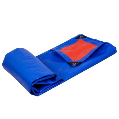 KOOEIN Tarpaulin,Waterproof Heavy-Duty Tarp,Garden Plant Cover,Fabric Tarpaulin with Grommet,Protective Tarp for Car/Boat,Blue+Orange,Customizable,2x2m/6.6x6.6ft