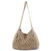 ENBEI Handmade Crochet BagBoho Chic Shoulder Bag, Aesthetic Kinted Bag,Cute Crossbody Bag,Perfect for Beach, Shoppingor Daily Use Stylish Durable (Khaki) view 1
