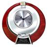 AllGiftFrames Pivoting Glass Silver Dial Clock on Mounted on Eclipse Wooden Structure with Chrome Metal Base Engraved Clocks Engravable Personalized Retirement Gift Coworker Boss view 1