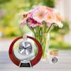 AllGiftFrames Pivoting Glass Silver Dial Clock on Mounted on Eclipse Wooden Structure with Chrome Metal Base Engraved Clocks Engravable Personalized Retirement Gift Coworker Boss view 2