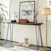 AOCHUANG Extra Long DIng Table Set, 4 Pieces Height Bar Pub Set with 3 PU Stools, Kitchen Console Table, for DIng/Work/Study(Brown Table+Beige Stool), Rustic Brown+black, 63InL x 15.7InW x 35.4InH view 3