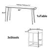 AOCHUANG Extra Long DIng Table Set, 4 Pieces Height Bar Pub Set with 3 PU Stools, Kitchen Console Table, for DIng/Work/Study(Brown Table+Beige Stool), Rustic Brown+black, 63InL x 15.7InW x 35.4InH view 4
