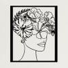 DEKADRON Face and Flowers, Metal Wall Art, Minimalist Metal Wall Art, Face Art, Feminine Metal Wall Dcor, Wall Hangings, (22" W x 28" H / 57x72cm) view 1