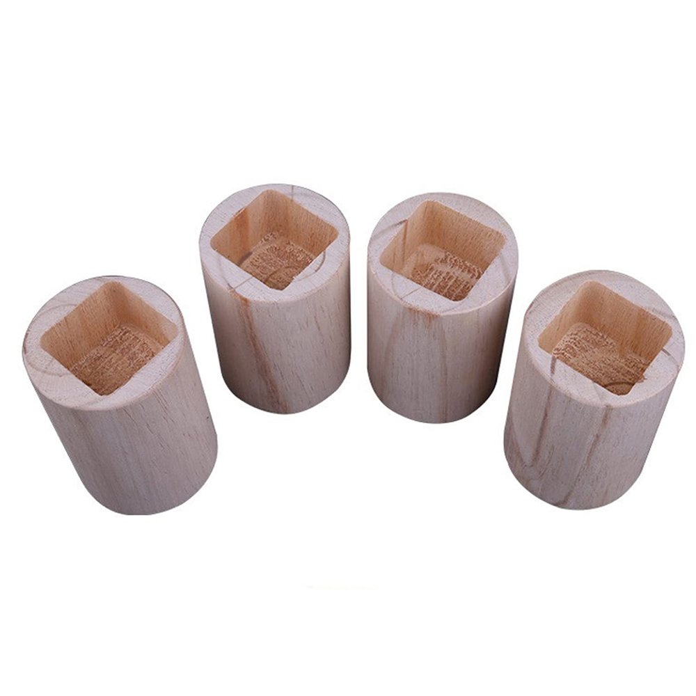 Set of 4 Bed Risers,Furniture Risers,Lifts Height Table Legs,Solid Natural Wood Risers for Bed,Furniture,Table,Sofa,Chair Risers with Non-Slip Recessed Hole,Supports up to 500kg (4x4x5cm)