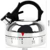 60 Minute Kitchen Timer Stainless Steel Countdown Timer Mechanical Egg Timer Teapot Shape Clock for Cooking Game Baking Boiling Exercise 2pc view 4