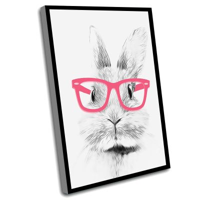 Wall Decor For Girls,Girl Nursery Wall Art,Bunny Print Nursery,Farm Animal Prints,Animal With Glasses,Black And White Animal Art Print,Print Wall Art,Bunny Art,16x24 Inch Framed Wall Art