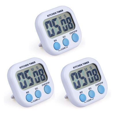 3Pcs Digital Kitchen Timer Magnetic Loud Alarm Clock Cooking Timer with Large LCD Display Countdown Timer for Baking (Batteries Are Not Included)