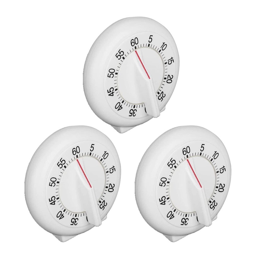 3PC Round Shape Kitchen Timer 60 Minutes Countdown Timer for Cooking and Baking Multipurpose Cook's Clock with Loud Alarm Mechanical Wind Up Timer
