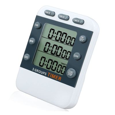 3 Groups Same Screen Kitchen Timer Electronic Digital Visual Timer with Large Display Countdown Egg Timer for Cooking Game Baking Exercise