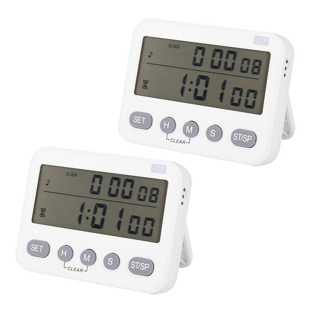 2pcs Digital Kitchen Timer Magnetic Cooking Alarm Clock with Large Display Visual Egg Timer Long Timer Function Mute Timer for Restaurant Kitchen