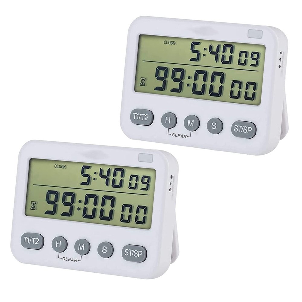2Pc Digital Kitchen Timer Time Management Magnetic Digital Visual Timer with Large Display Electronic Stopwatch for Cooking Game Baking Exercise