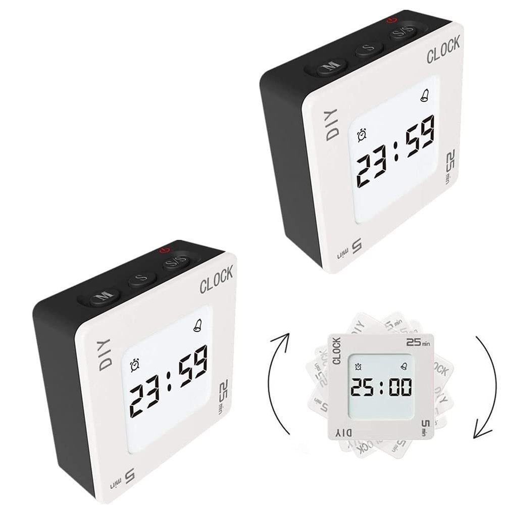 Digital Kitchen Timer Flip Change Function 2Pcs Countdown Timer Time Management with Loud Alarm for Classroom Sports Cooking and Baking