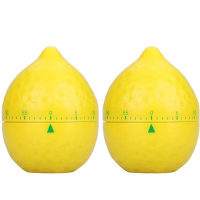 2pcs Mechanical Kitchen Timer Lemon Shape Wind Up Egg Timer for Cooking Baking Stopwatch Countdown Timer Rotating Alarm with Loud Alarm