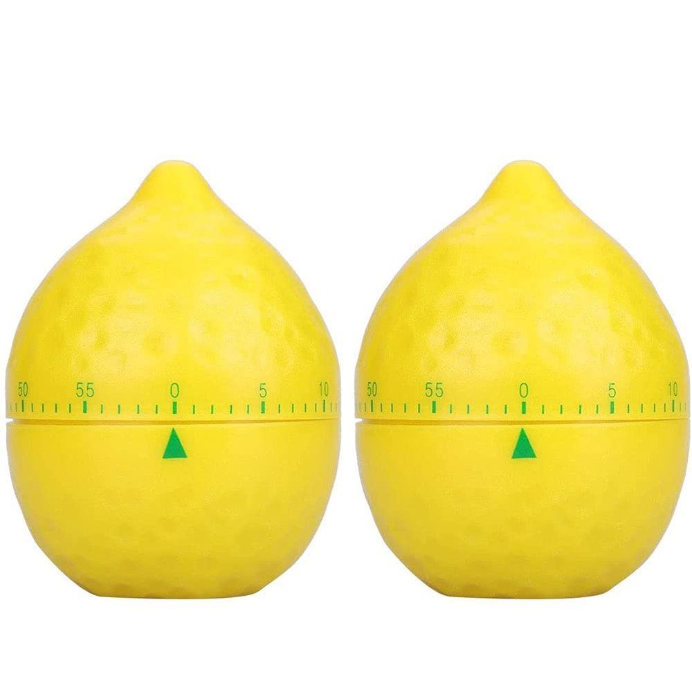 2pcs Mechanical Kitchen Timer Lemon Shape Wind Up Egg Timer for Cooking Baking Stopwatch Countdown Timer Rotating Alarm with Loud Alarm