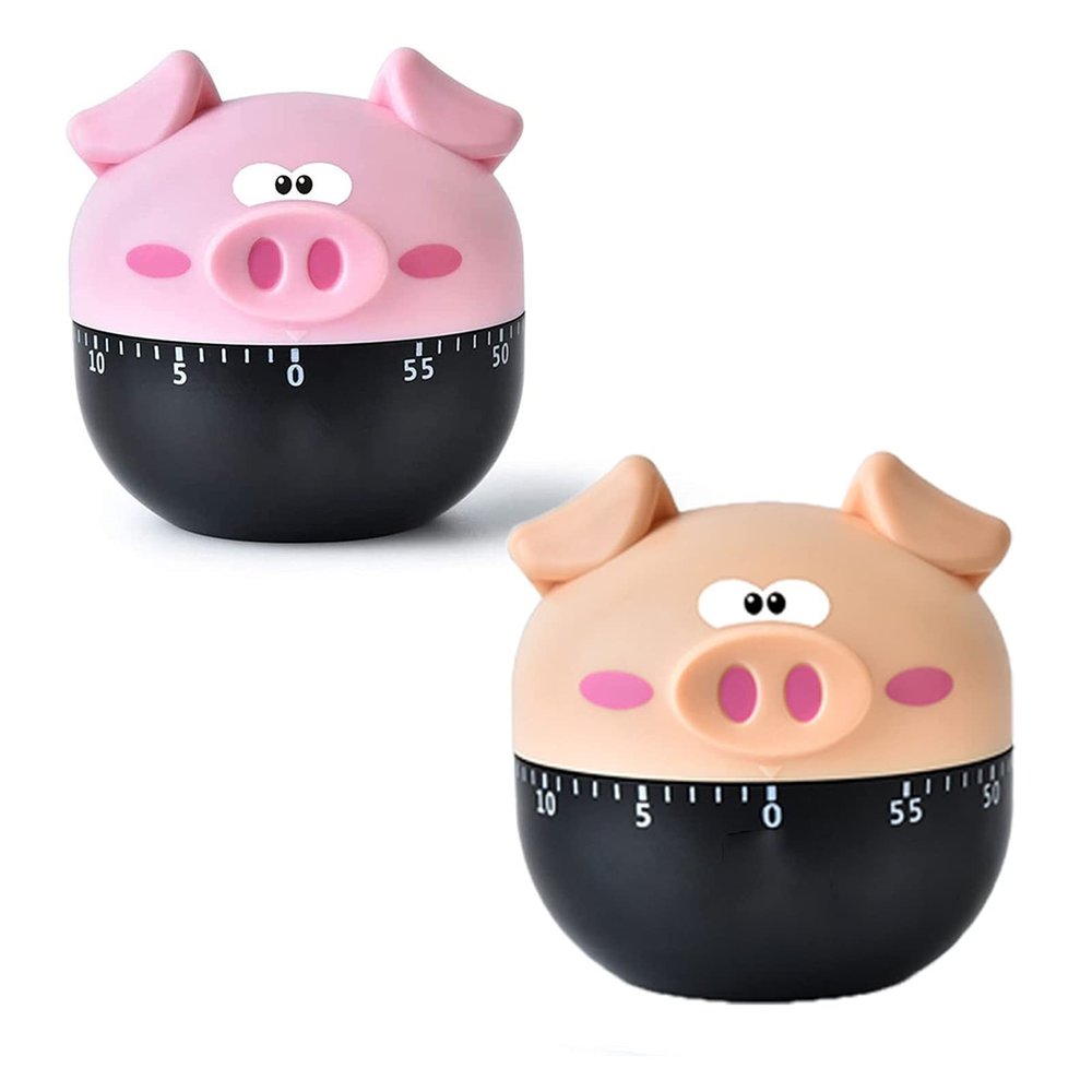 2PC Mechanical Egg Timer Cute Animal Pattern Kitchen Timer with Loud Alarm Countdown Timer for Cooking Food, Tea, Egg, and as Gym Timer Study Timer
