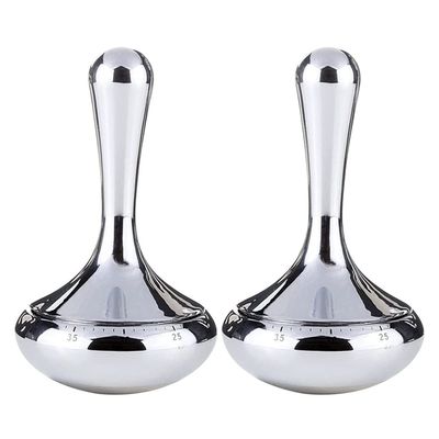 2PC Mechanical Kitchen Timer Stainless Steel Rotating Timer Egg Clock Stopwatch with Loud Alarm Time Management Tool for Cooking Baking