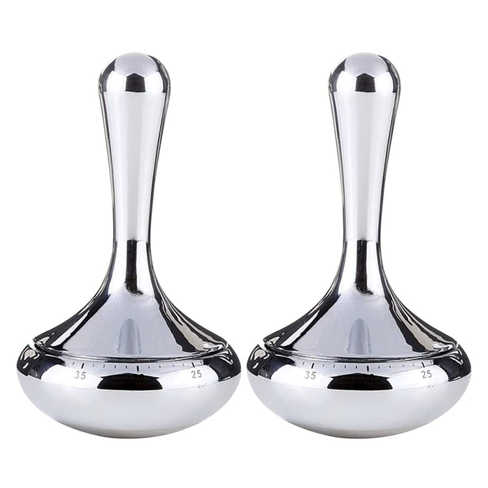2PC Mechanical Kitchen Timer Stainless Steel Rotating Timer Egg Clock Stopwatch with Loud Alarm Time Management Tool for Cooking Baking