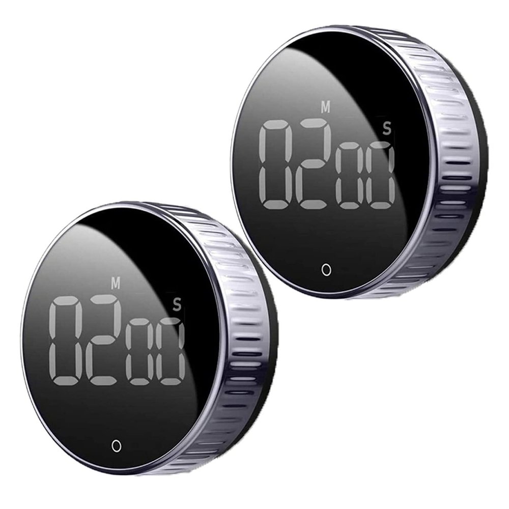2Pcs Digital Kitchen Timer Magnetic Countdown Timer with Large Visual Display Rotating Alarm Clock Stopwatch Egg Timer for Cooking Food Tea