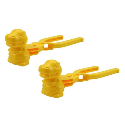 AWMSKONG 2 pinzas para hacer Bolas de Nieve en Forma de dinosaurio, divertido juguete de Nieve para invierno al aire Libre con ASA, para pelear en la Nieve. (2pcs Yellow)