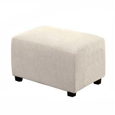 YSLJW Footrest Cover Velvet Ottoman Slipcovers Elastic Sofa Foot Rest Stool Cover Removable Footstool Protector (Color : Beige, Size : Large)