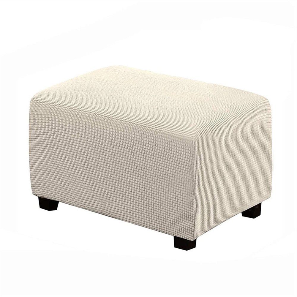 YSLJW Footrest Cover Velvet Ottoman Slipcovers Elastic Sofa Foot Rest Stool Cover Removable Footstool Protector (Color : Beige, Size : Large)
