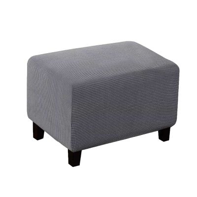 YSLJW Living Room Polyester Bedroom Sofa Ottoman Cover Checked Jacquard Rectangle Footstool Slipcover (Color : Darkgrey, Size : Small)