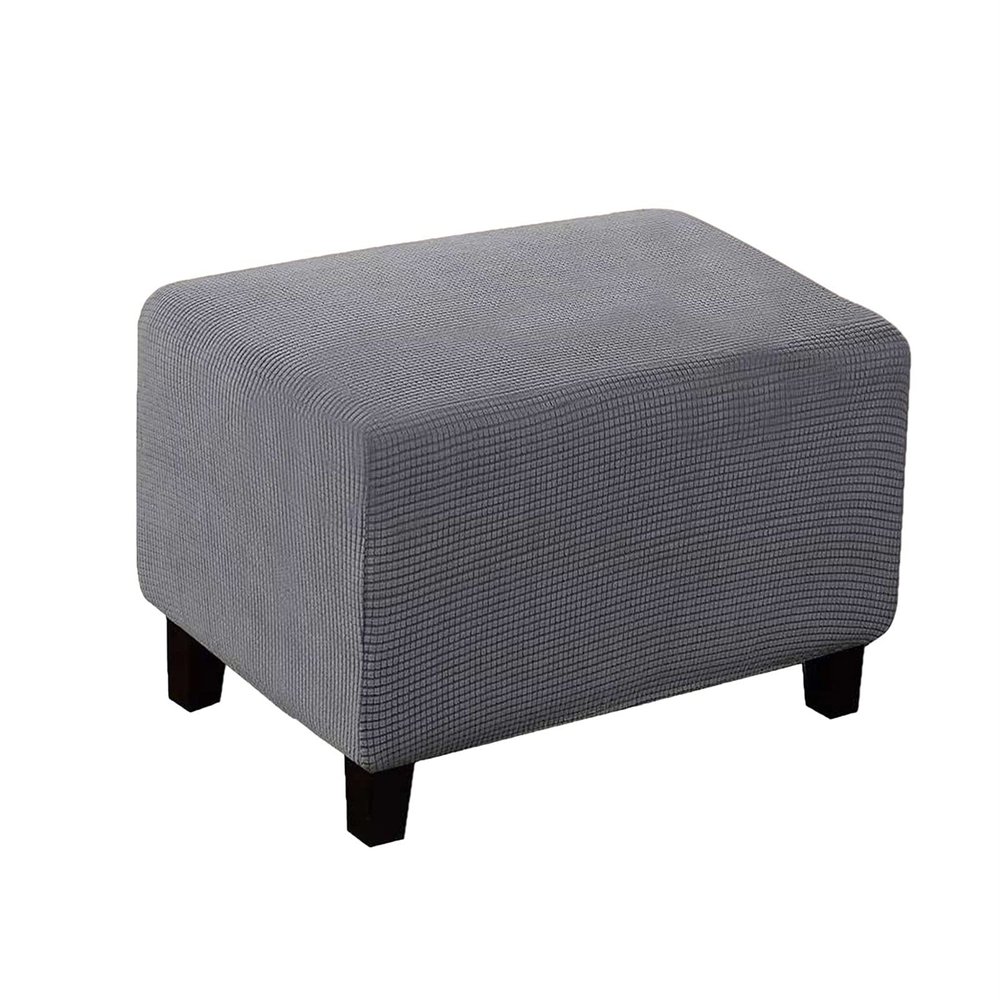 YSLJW Living Room Polyester Bedroom Sofa Ottoman Cover Checked Jacquard Rectangle Footstool Slipcover (Color : Darkgrey, Size : Small)