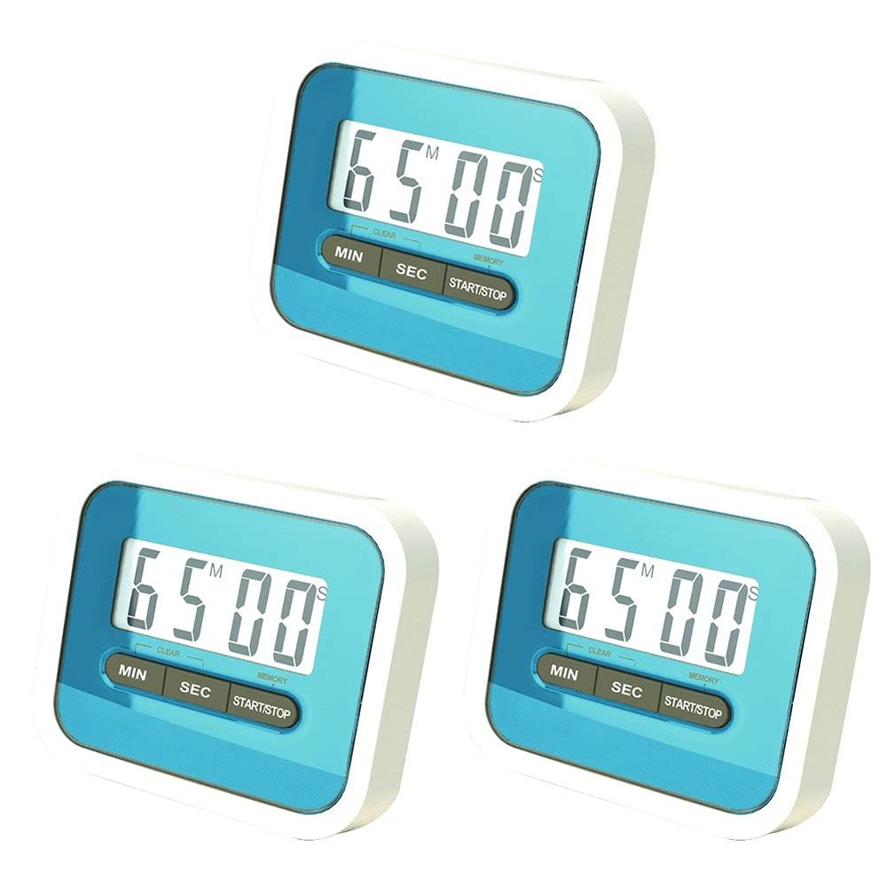 3PC Kitchen Timer Electronic Egg Clock with Large LCD Screen Digital Timer with Folding Stand Ideal for Cooking Baking Sports Study etc (Color : Green)