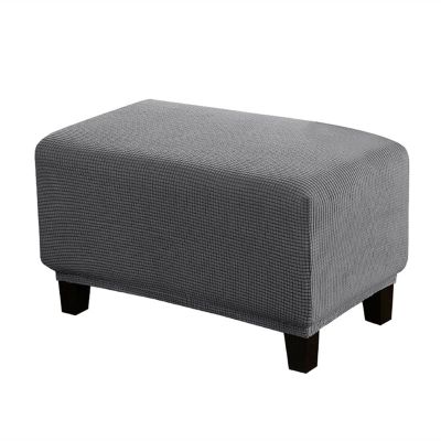 YSLJW Footrest Cover Velvet Ottoman Slipcovers Elastic Sofa Foot Rest Stool Cover Removable Footstool Protector (Color : LightGray, Size : Large)