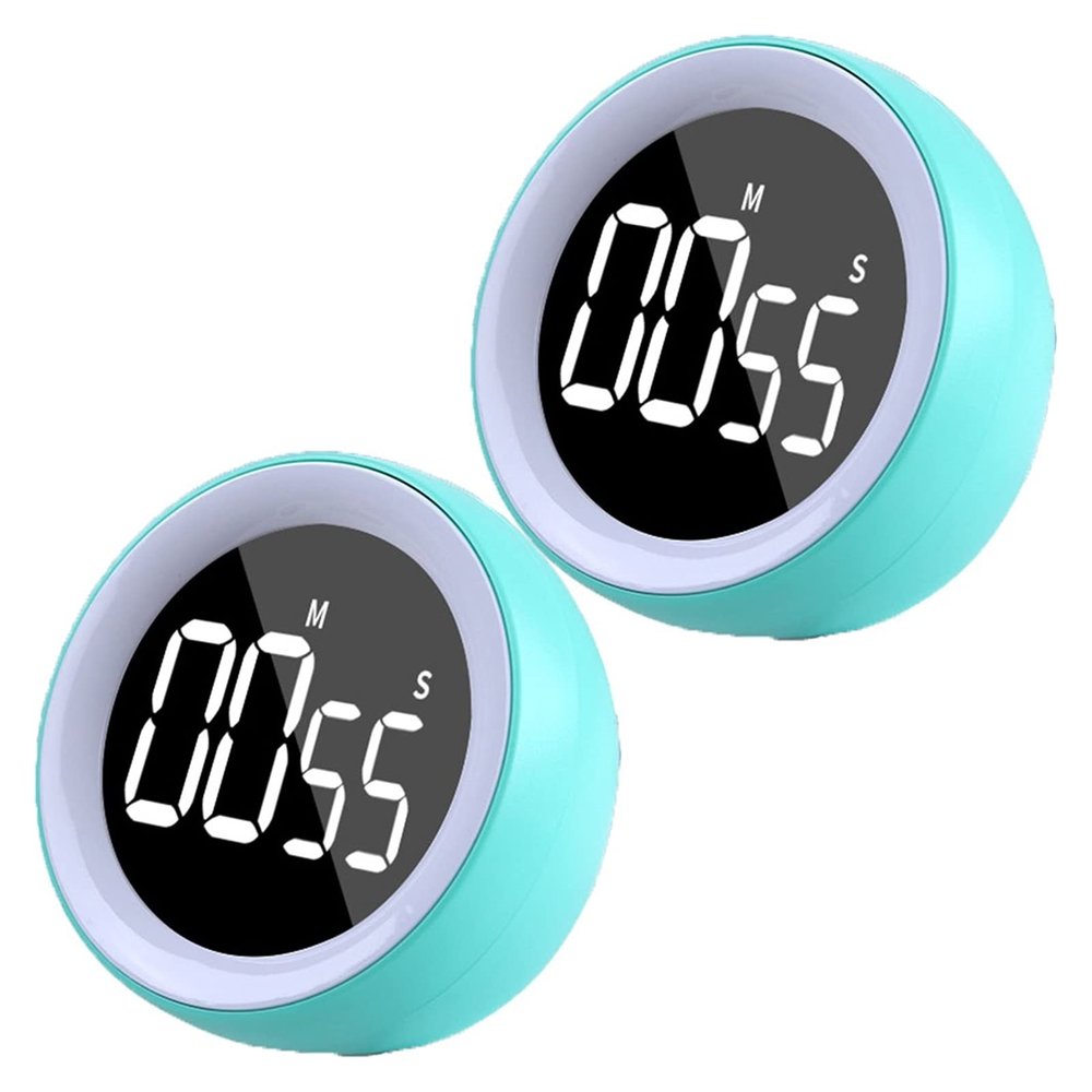 2Pcs Digital Kitchen Timer Rotating Egg Timer with Twist Operation Cook's Countdown and Stopwatch with Large LCD Screen Ideal Timer for Cooking, Baking, Sports, Study (Color : Sky blue)