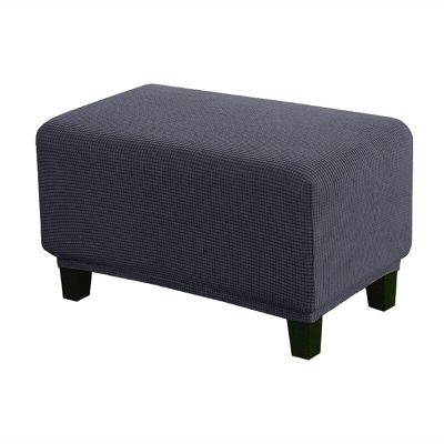 YSLJW Footrest Cover Velvet Ottoman Slipcovers Elastic Sofa Foot Rest Stool Cover Removable Footstool Protector (Color : Darkgray, Size : Large)