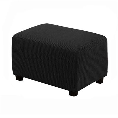 YSLJW Footrest Cover Velvet Ottoman Slipcovers Elastic Sofa Foot Rest Stool Cover Removable Footstool Protector (Color : Black, Size : Large)