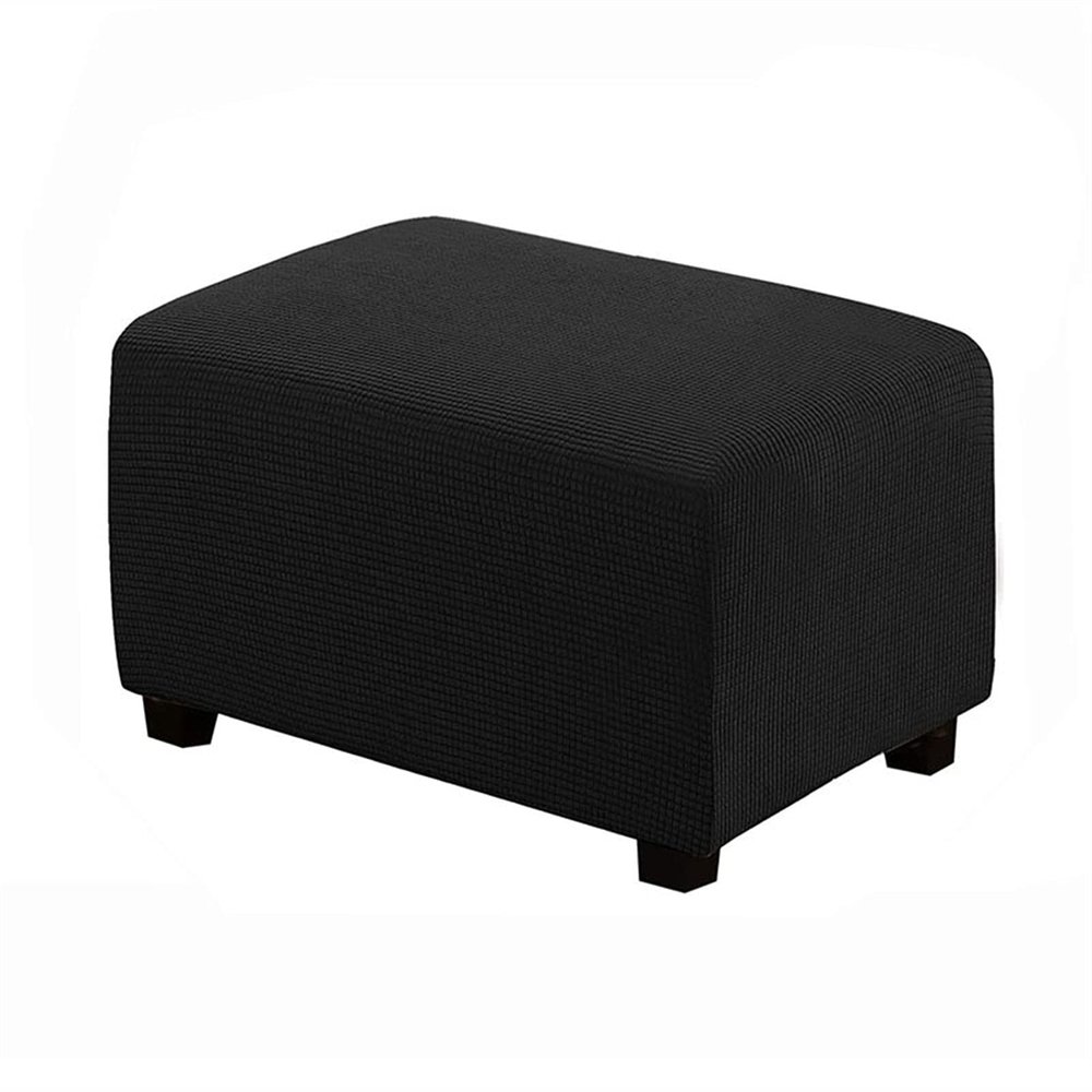 YSLJW Footrest Cover Velvet Ottoman Slipcovers Elastic Sofa Foot Rest Stool Cover Removable Footstool Protector (Color : Black, Size : Large)