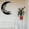 Metal Wall Art, Crescent Art, The Moon and Flowers Dcor Metal Wall Decor, Home Office Decor, Living Room Decoration, Housewarming Gift (30"W x 35"H / 75x90cm, Black) view 1