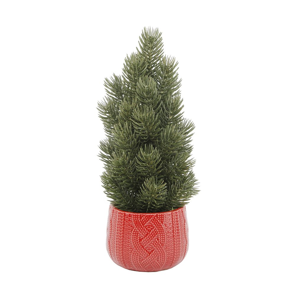 Flora Bunda 12" H Tabletop Xmas Tree in Sweater Ceramic Pot 4X4X3