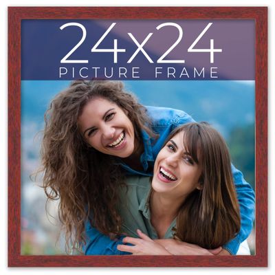 24x24 Frame Brown Solid Wood Picture Frame Width 0.75 Inches | Interior Frame Depth 0.5 Inches | Mogano Traditional Photo Frame Complete with UV Acrylic, Foam Board Backing & Hanging Hardware