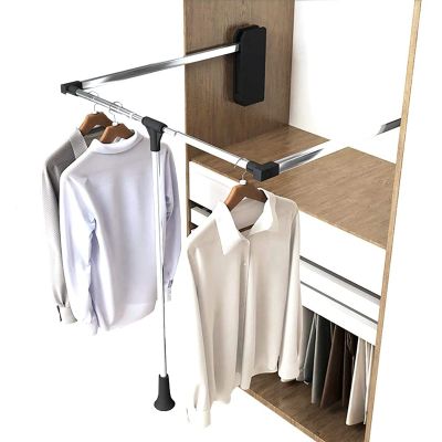 Floating Shelves Liftable Clothes Hanger Dormitory Clothes Bar, Adjustable Side Mounted Pull Down Closet Rod with Telescoping Handle and Mounting Hardware, Wall Mounting Industrial Wall Frame (Size :