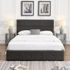 Actual Upholstered Linen Platform Bed, Queen Size Platform Bed with Underneath Storage/Button Tufted Headboard/Bentwood Slats Support,No Box Spring Needed (Gray-1) view 4