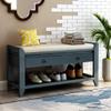 P PURLOVE Entryway Storage Bench with Cushioned Seat Shoe Rack with 2 Drawers and Storage Shelf, Antique Navy view 2