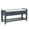 P PURLOVE Entryway Storage Bench with Cushioned Seat Shoe Rack with 2 Drawers and Storage Shelf, Antique Navy view 4